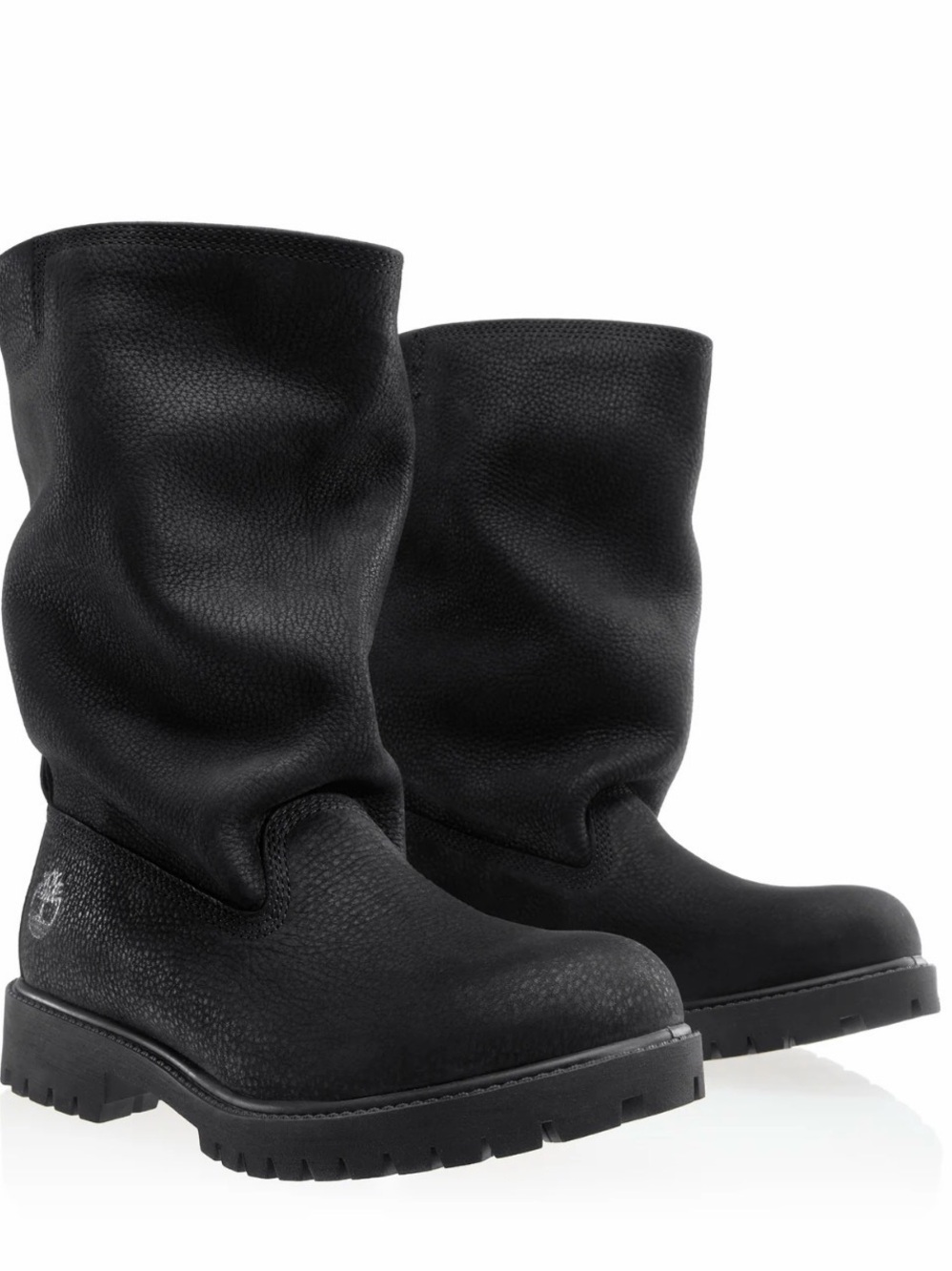Telfar Timberland Black Leather Mid-Calf Pull-On Boots